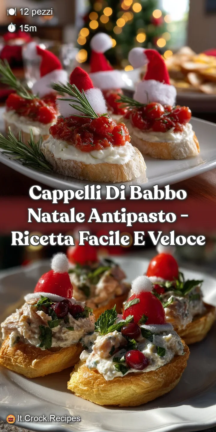 Close-up of a 'Santa hat' appetizer with a burst of creamy filling. The vibrant red tomatoes and soft white cheese create ...