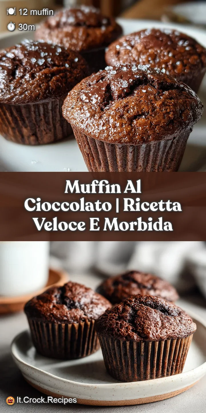 Close-up view of a soft, decadent chocolate muffin. Shiny, melted chocolate pieces peek out. A tempting and delicious dess...