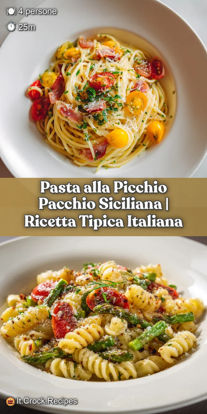 Close-up of plump pasta coated in a textured, bright red sauce, with visible bits of tender vegetables and a hint of olive...
