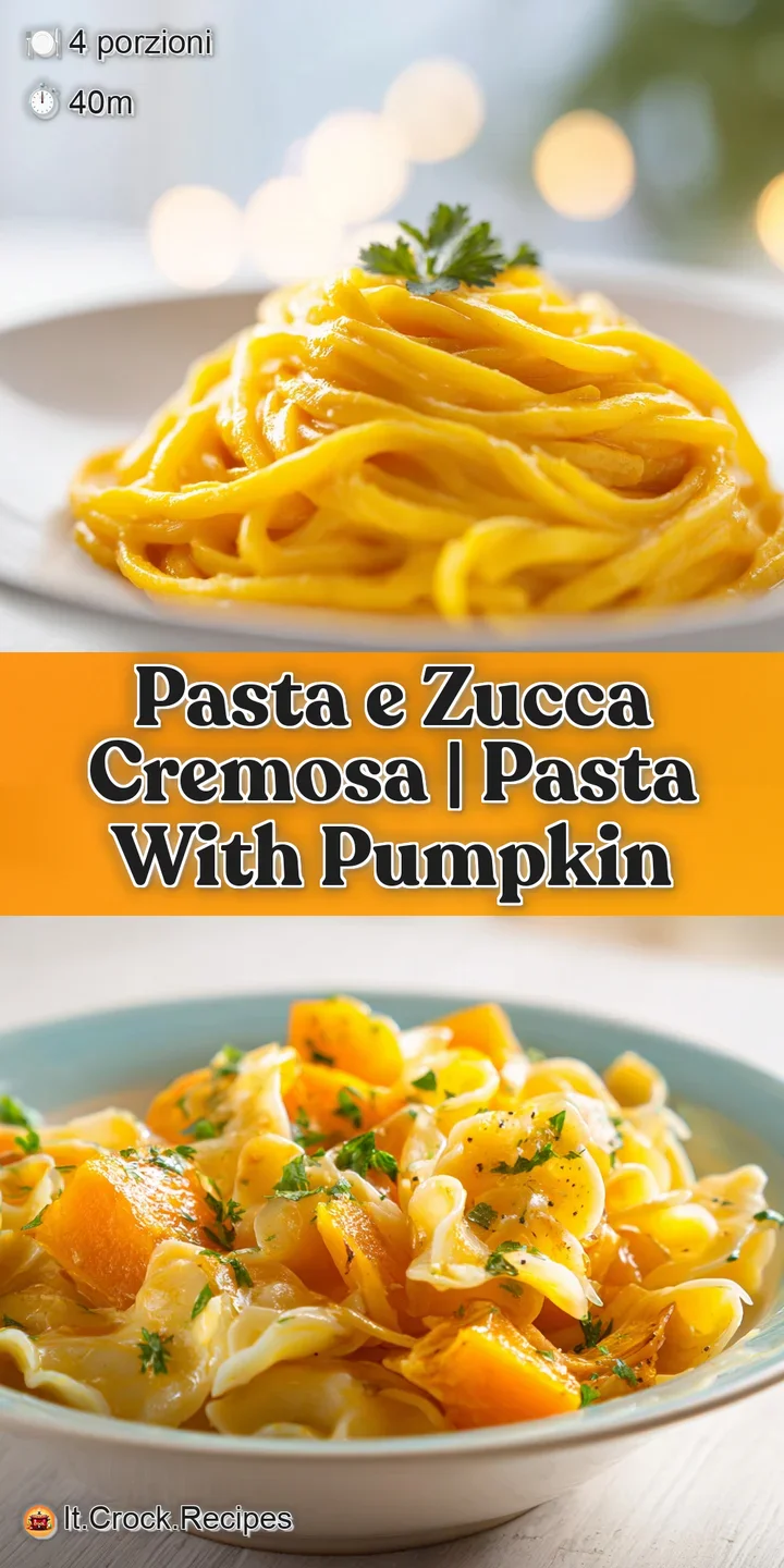 Close-up of velvety smooth pumpkin risotto pasta, showing tender strands coated in vibrant orange sauce.