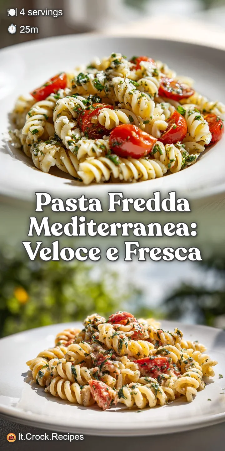 Close-up of chilled pasta salad, highlighting the vibrant colors and textures of the pasta, vegetables, and glistening dre...