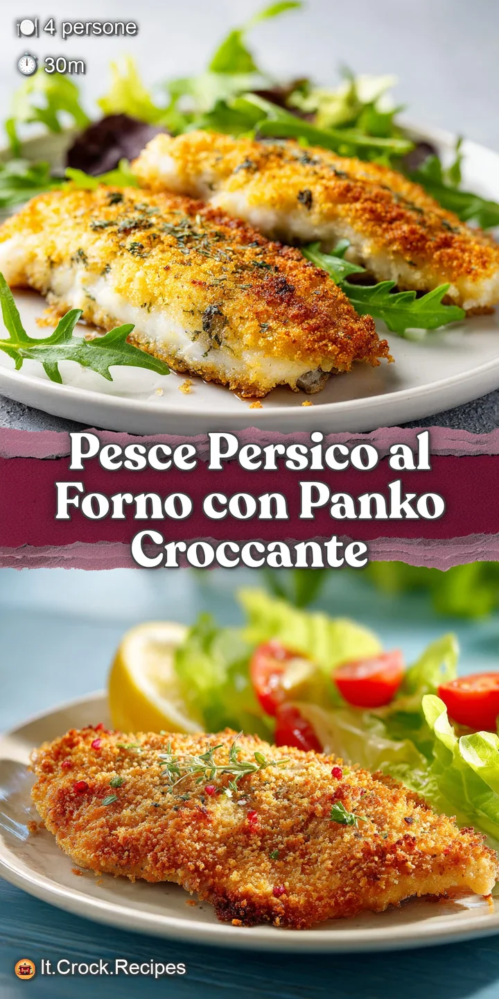 Close-up of baked fish: Crisp, golden-brown crust and moist, flaky flesh with a burst of fresh lemon. Simple, flavorful, a...