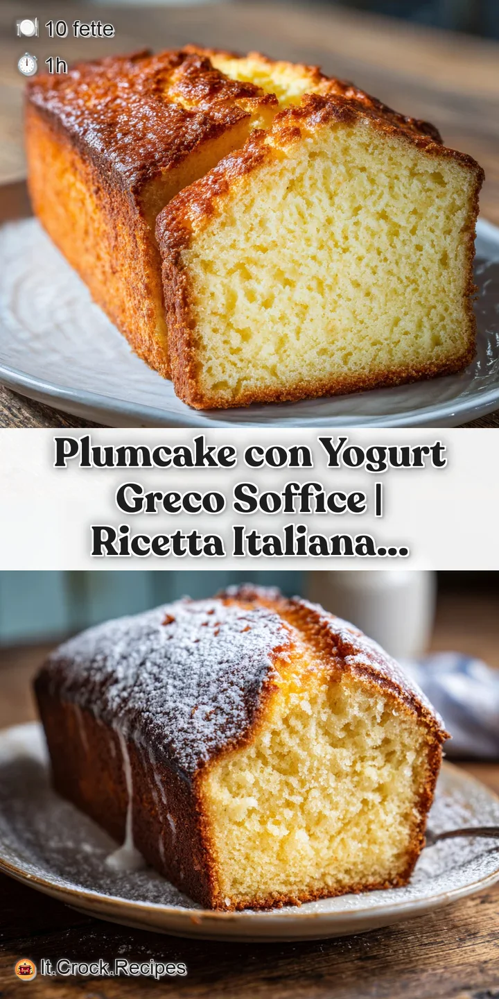 Close-up showing the moist, tender crumb of a yogurt plumcake. Highlights the cake's golden color and delicate powdered su...