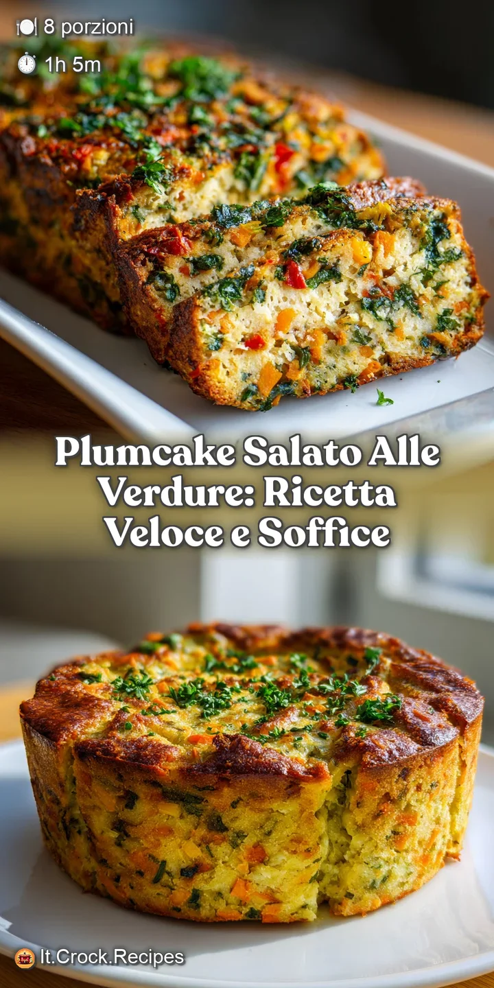 Close-up of a moist vegetable plumcake with a slightly browned top, studded with colorful chunks of zucchini and bell pepper.