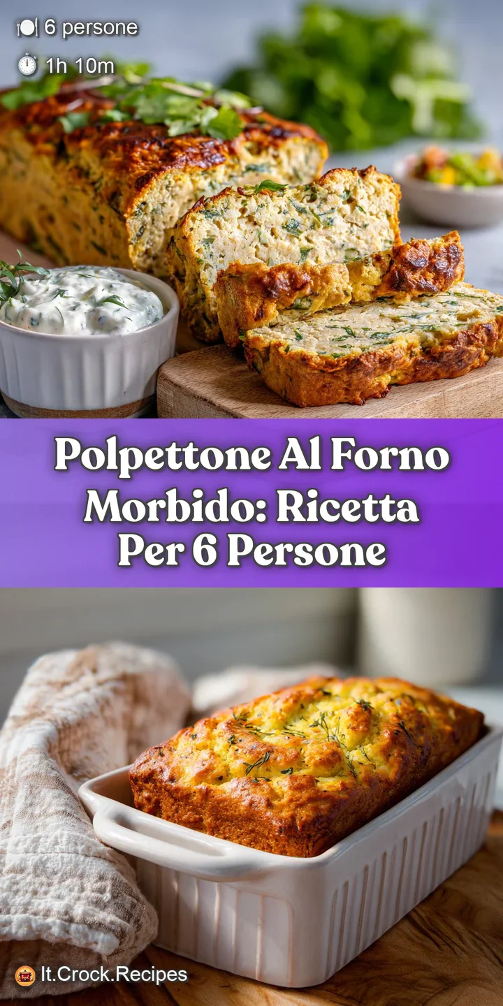 Close-up of juicy, baked polpettone showing the browned exterior and moist interior. Herbs and seasonings add visual textu...