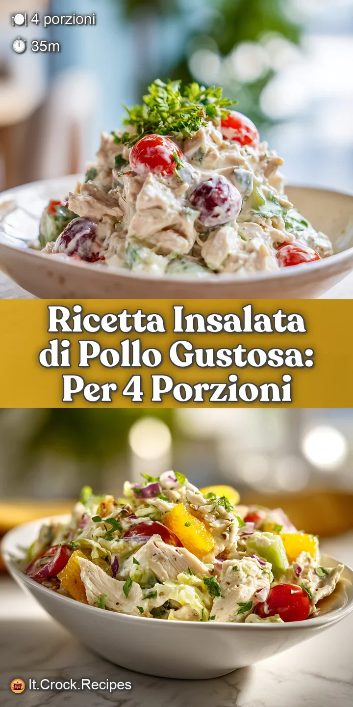 Close-up of delicious chicken salad. Creamy dressing coats tender chicken and crisp lettuce, with bright pops of red from ...