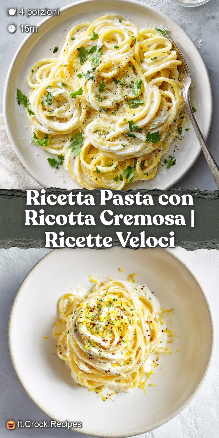Close-up of glistening pasta strands coated in creamy sauce with scattered ricotta. Fresh basil and olive oil create an en...