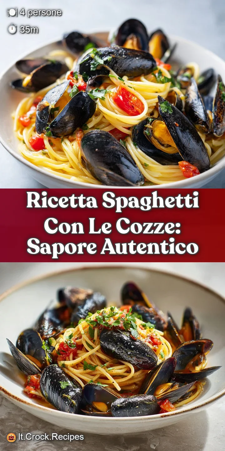 Close-up showcasing succulent mussels nestled in perfectly cooked spaghetti, glistening with savory sauce, capturing the e...