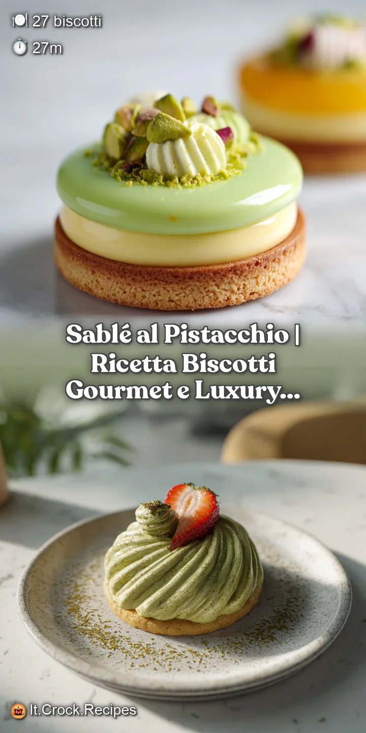 Golden-brown buttery sabl&eacute; cookies with a slightly crumbly texture, generously coated in bright green pistachio pieces.