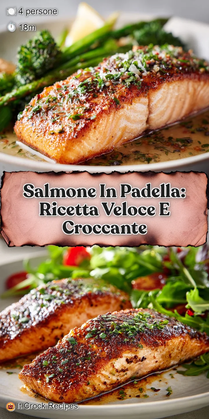 Close-up shows the flaky, moist interior of pan-seared salmon, contrasting with its perfectly crisp and deeply golden-brow...