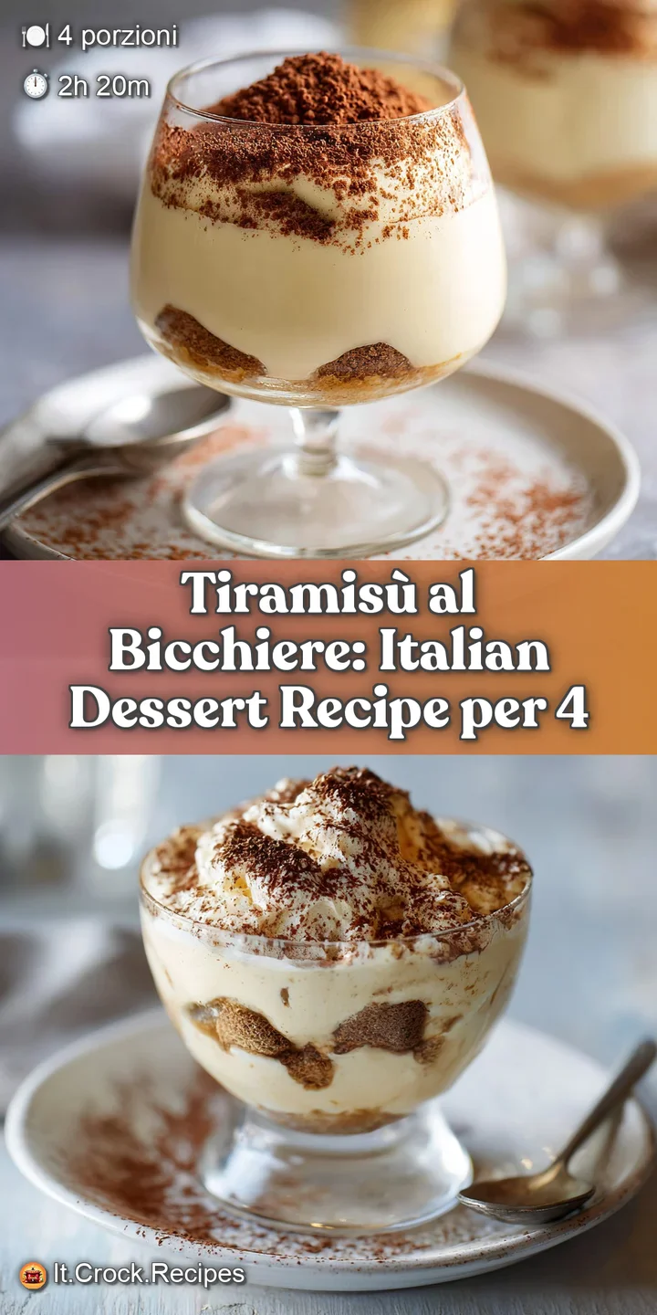 Close-up of a Tiramis&ugrave; glass, highlighting the creamy texture, dusting of cocoa, and coffee-soaked biscuit. Delicious, lay...