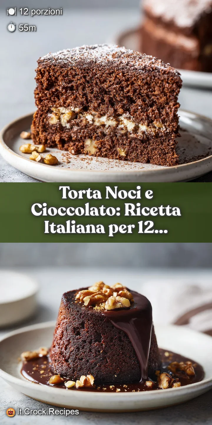 Close-up of a moist chocolate walnut cake. Notice the crinkled top, revealing chunks of walnut and a fudgy interior.