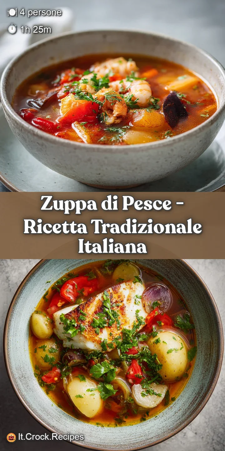 A close-up of steaming, aromatic fish stew, highlighting succulent shellfish and chunks of flaky white fish in a savory br...