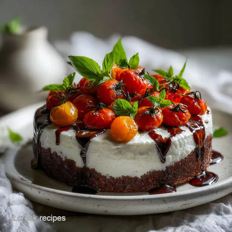 Elegant plate with a slice of decadent chocolate dessert topped with a bright red raspberry and a dusting of cocoa.