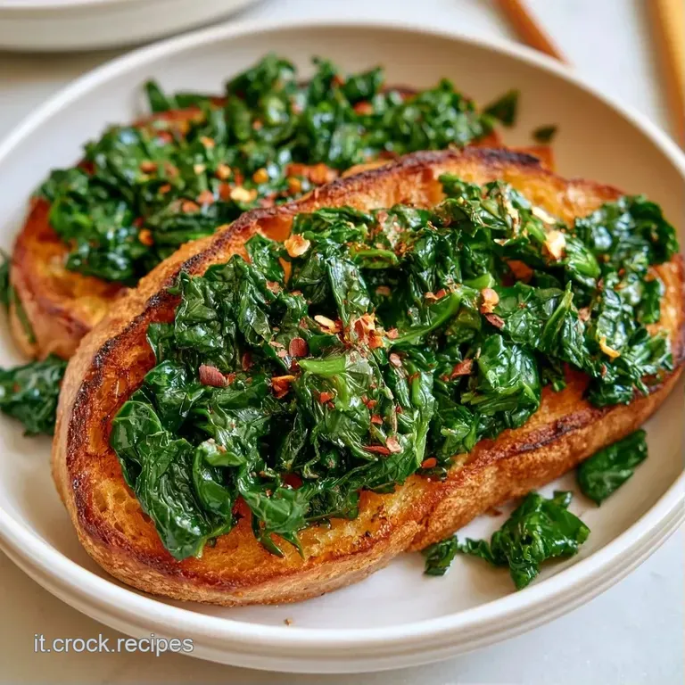 Crostoni croccanti disposti con cura, contrasto tra il bianco della crema e il verde intenso del cavolo nero cotto.