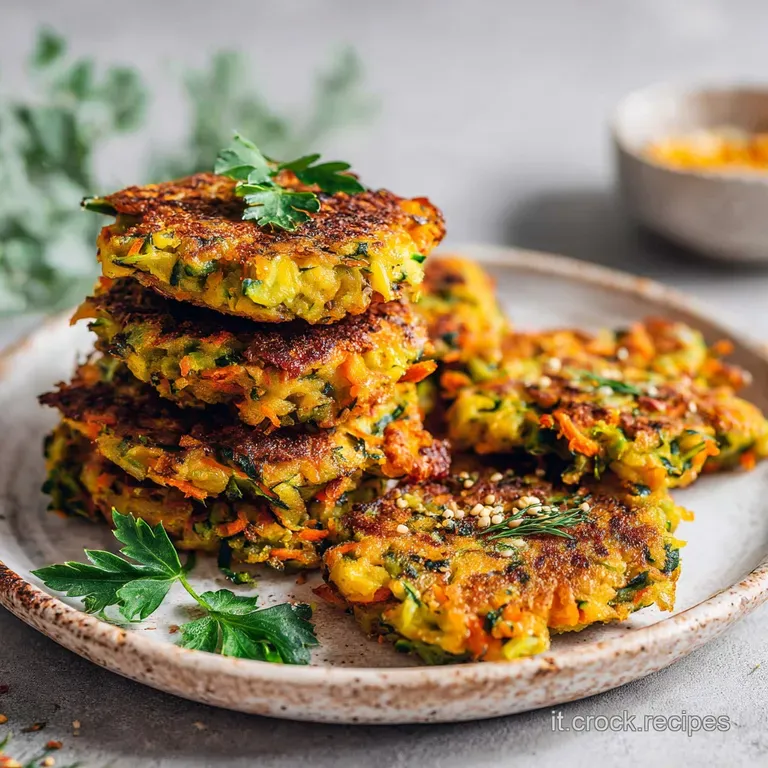A rustic ceramic bowl overflows with golden-brown vegetable fritters, dusted lightly.