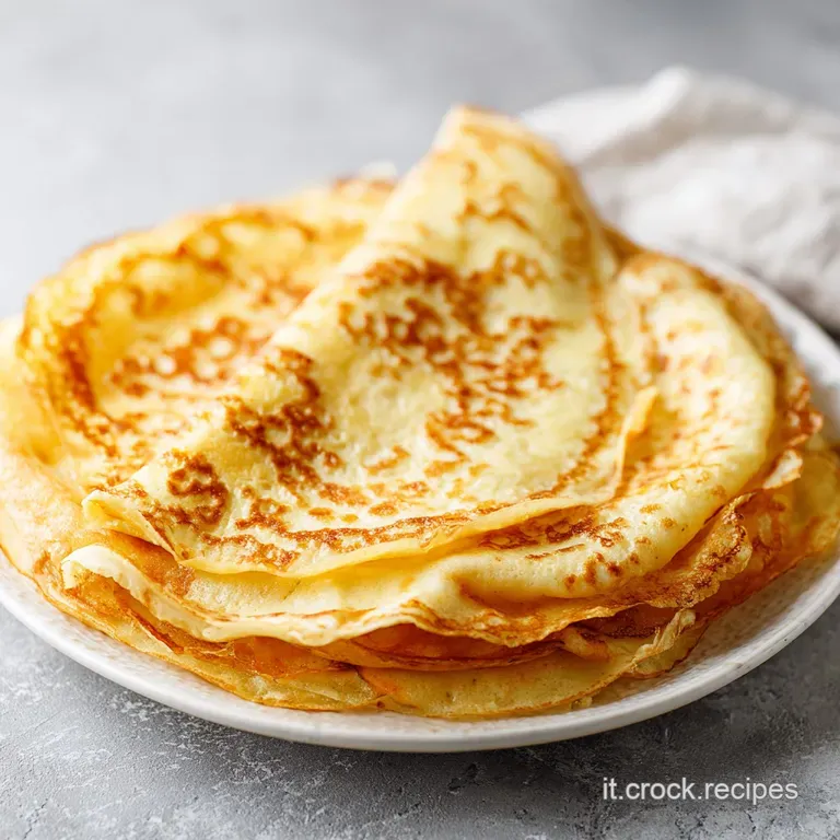 Delicate crepe elegantly folded and filled with fresh strawberries and whipped cream, sprinkled with cocoa powder.