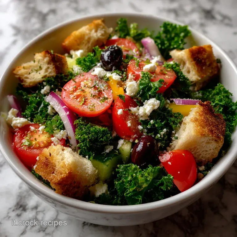 Vegan Greek Salad Cupful of Kale Croccante presentation