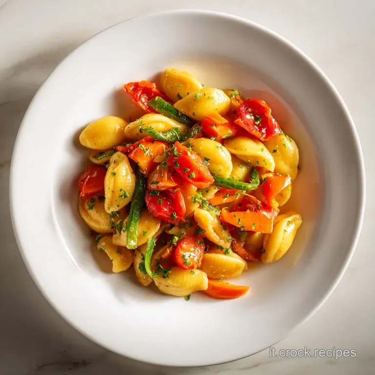 A generous portion of al dente pasta elegantly twirled, glistening with a light sauce and garnished with green herbs.