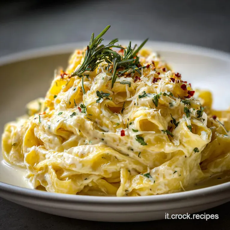 A vibrant bowl of Neapolitan pasta e patate, garnished with fresh parsley. Creamy broth clings to the pasta and potato.