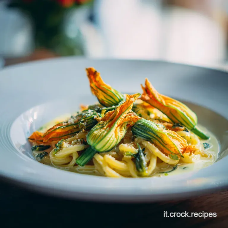 Pasta ai Fiori di Zucca Cremosa con Acciughe