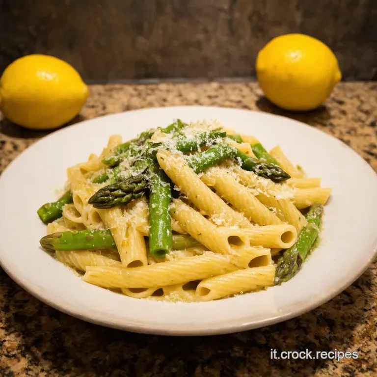 Pasta Primavera Con Asparagi E Limone presentation