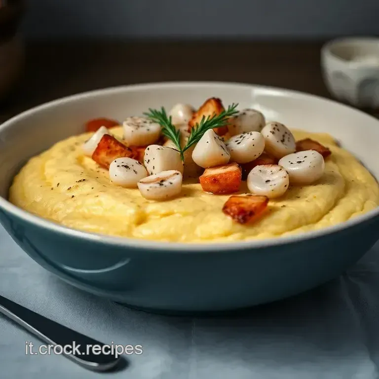 Polenta Cremosa con Baccal&agrave; Mantecato e Cipolle Brasate al Moscato