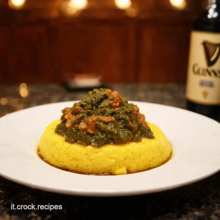 Polenta Verde Con Rag&ugrave; Di Agnello Alla Guinness presentation