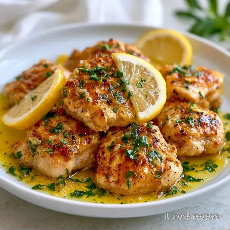 Strisce di carne bianca ben cotte disposte con cura, decorate con gocce di salsa gialla e un rametto di rosmarino.