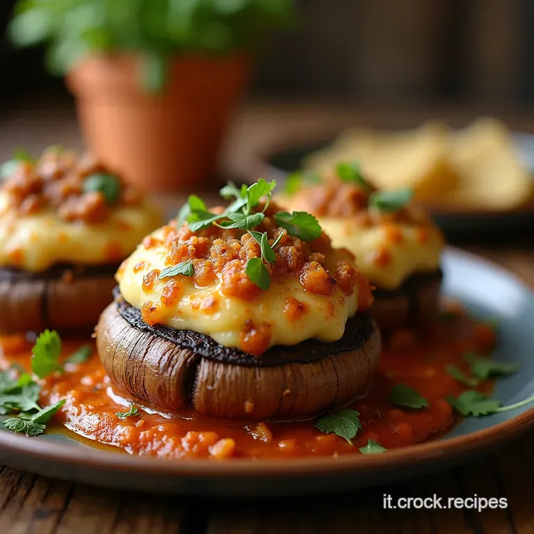 Portobello Ripieni Alla Boscaiola Funghi Giganti Gratinati Con Provola Affumicata presentation