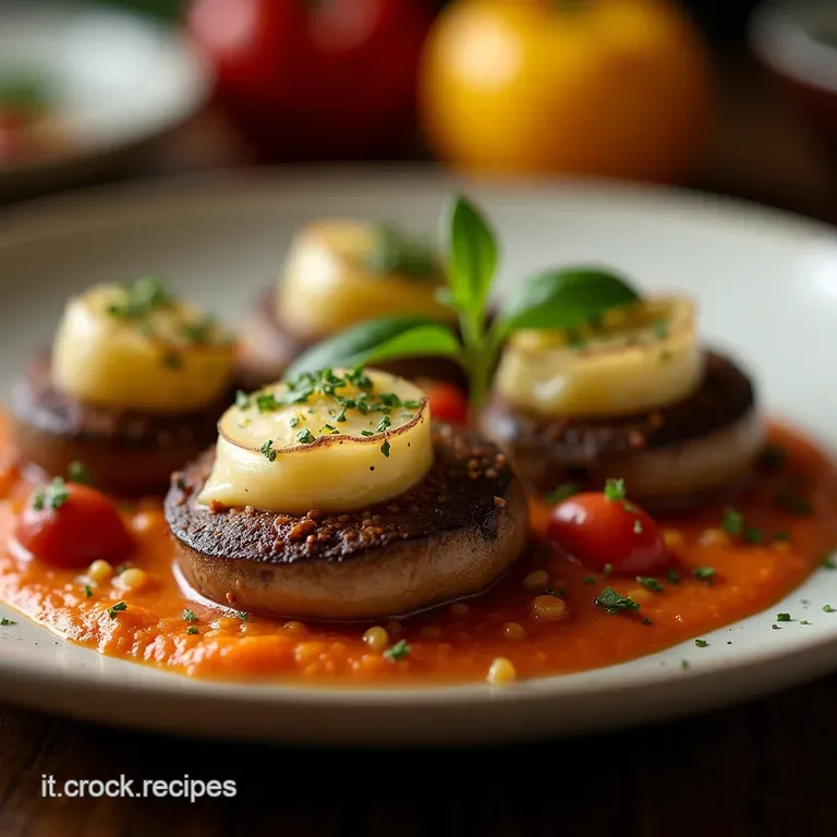 Giganti Ripieni Portobello Brasati Al Profumo Di Bosco Salsiccia E Parmigiano Reggiano presentation