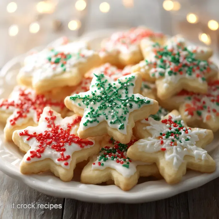 A stack of delicate, almond-studded biscotti, elegantly presented in a glassine bag tied with red and green ribbon, festiv...