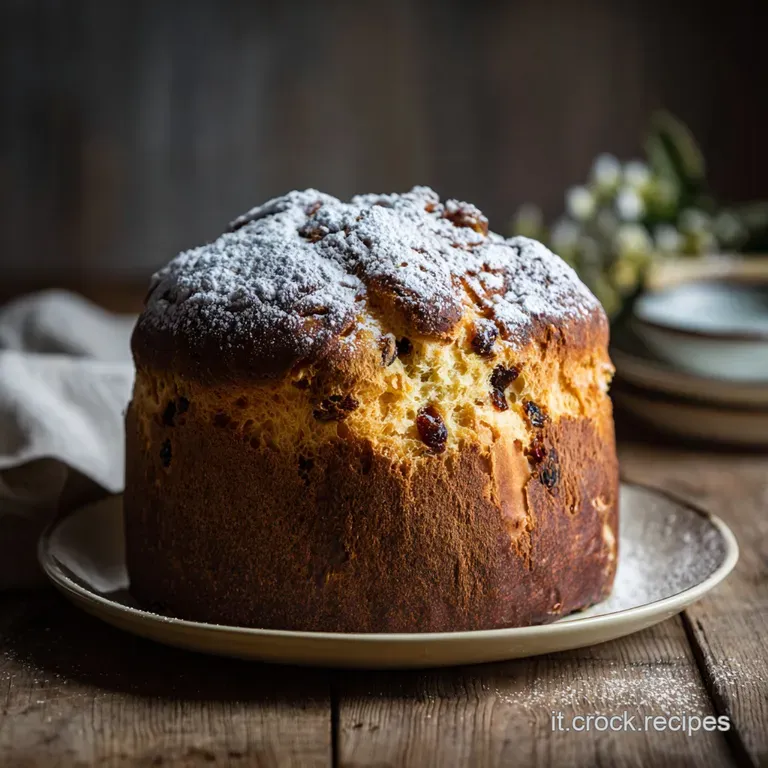 Slice of panettone on a white plate, showcasing the airy crumb and studded with candied fruit. Elegant Christmas dessert p...