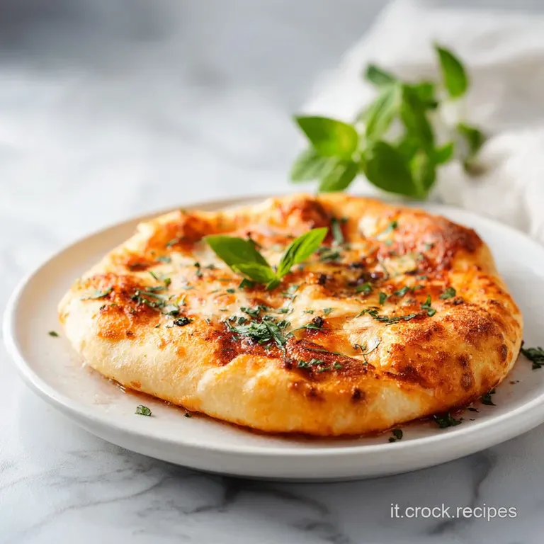 A slice of fluffy, airy pinsa artfully arranged on a rustic plate, drizzled with olive oil and sprinkled with herbs.