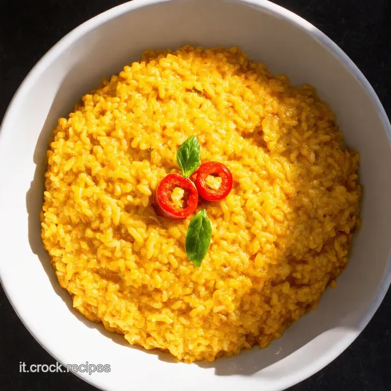 Risotto Arcobaleno Peperoni Culaccia e Crosta di Parmigiano