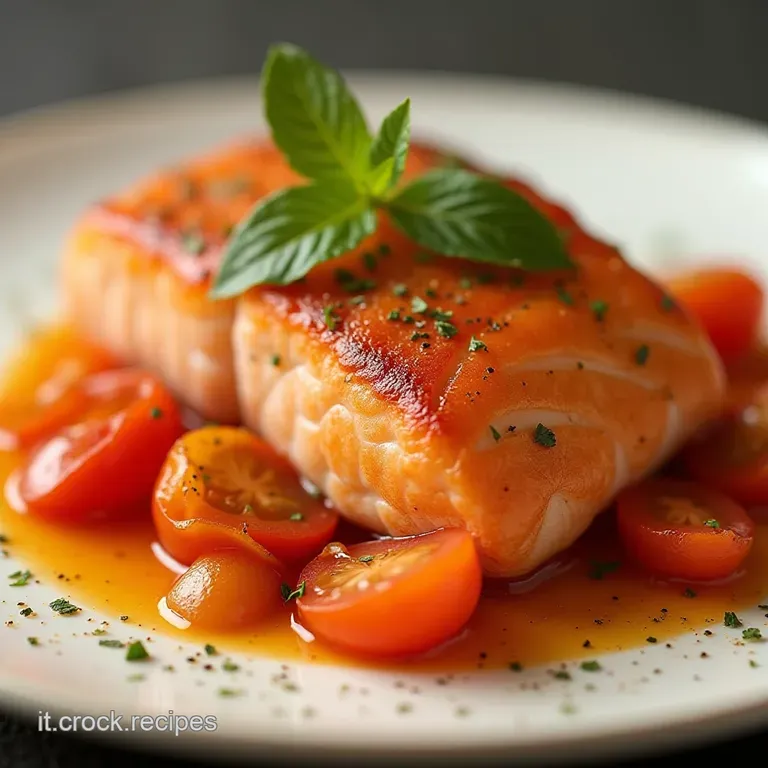 Ricetta Salmone Profumato al Sole Tranci con Pomodorini Confit e Timo Fresco