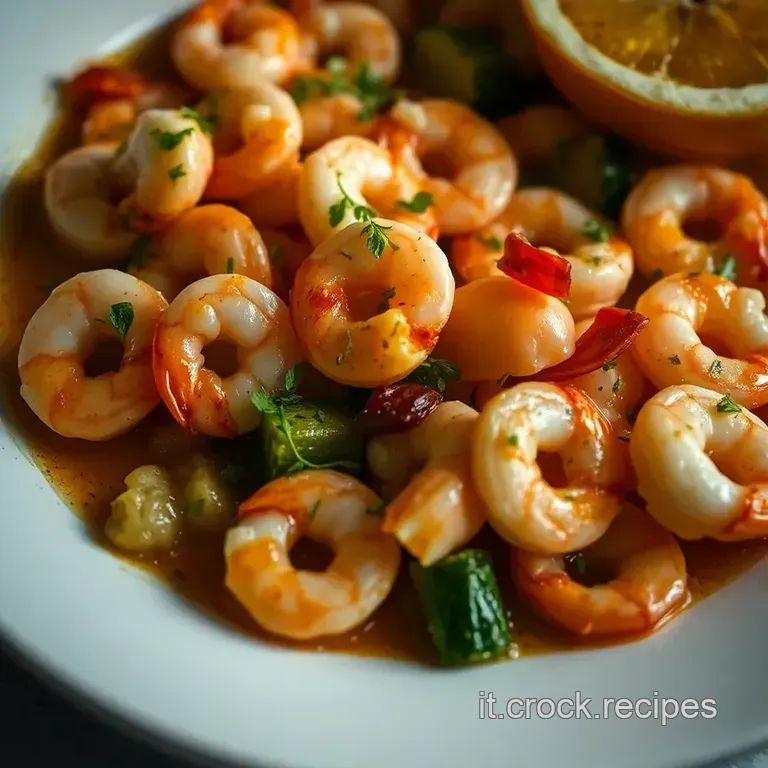 Scampi Sfumati Al Traminer Aromatico Con Zucchine E Peperoncino presentation