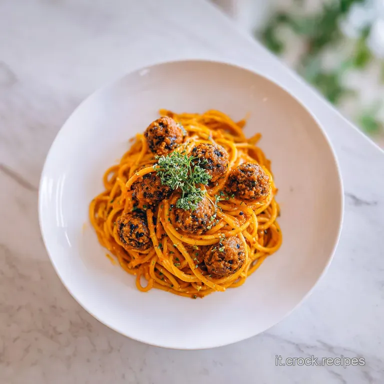 Elegantly plated spaghetti alla chitarra in a rustic bowl, glistening with hearty rag&ugrave;.