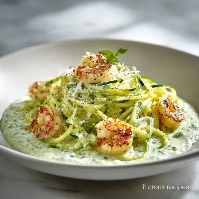 Spaghetti Crema Zucchine Stracciatella e Gamberi