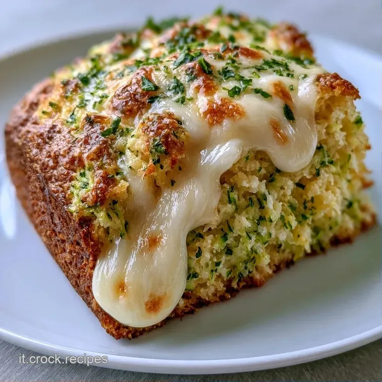 Tortino salato dalla crosta ambrata su piatto bianco, decorato con foglie di basilico fresco e gocce d'olio lucido.