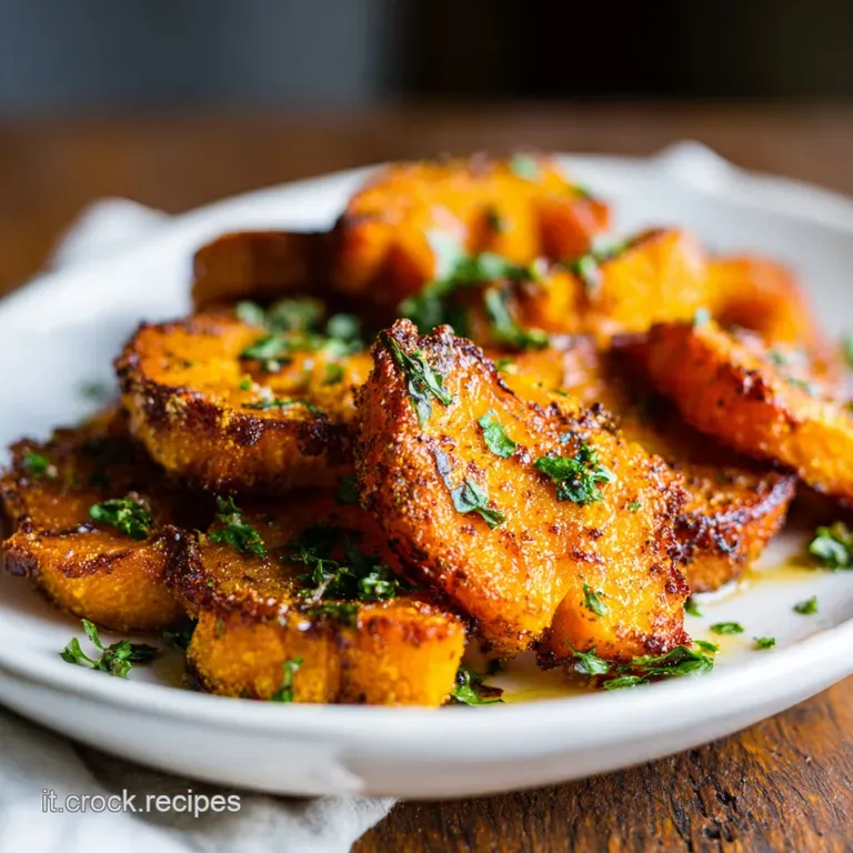 Elegant plate with crispy squash, a drizzle of balsamic glaze, and fresh sage leaves adding vibrant green color against th...