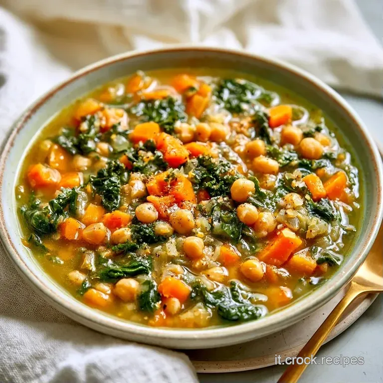 Piatto elegante con vellutata verde intenso, chicchi di ceci morbidi e un filo d'olio extravergine, luce naturale soft.